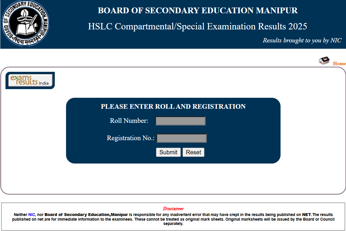 Manipur HSLC Supplementary Result 2025: BSEM Declared Class 10 Compartment Result on manresults.nic.in